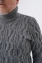 Big Size Men's Dark Grey Fisherman's Hair Braided Wool Sweater Trist-2119 - 5