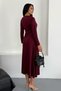 Women's Crew Neck Panelled Princess Seam Midi Long Sleeve Modal Dress - 3