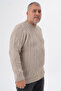Trist Star Plus Size Men's Baklava Patterned Hair Braided Cycling Collar Wool Sweater Trist-2121 - 2