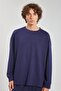 Crew Neck Men's Sweatshirt - Navy Blue - 2