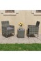 3 Piece Bistro Set Poly Rattan and Tempered Glass Grey