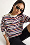Women's Ecru Shoulder Patch Patterned Knitwear Sweater 20246176