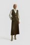 Armi̇ne Trend Gold Buttoned Pocket Detailed Pleated Skirt and Vest Two-Piece Set - Olive Green