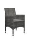 3 Piece Bistro Set Poly Rattan and Tempered Glass Grey - 5