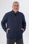 Plus Size Men's Navy Blue Pocket Zippered Walking Hair Braided Wool Cardigan Trist-2120