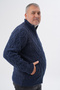 Plus Size Men's Navy Blue Pocket Zippered Walking Hair Braided Wool Cardigan Trist-2120 - 2
