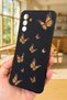 Samsung Galaxy A04S Compatible Orange Butterfly Patterned Silicone Shock-Absorbing Classic Protective Rubber Case - 3