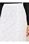 Pearl Detail All Over Lace Pencil Skirt with Front Slit - 3