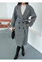Shilsee Women's Gray Double Breasted Collar Belted Apolets Pocket Coat - 5