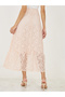 Lace Insert Maxi Skirt with Elastic Waistband - 4