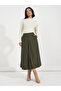 Corduroy Flared Midi Skirt with Button Detail - 5