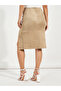 Suede Look Knee Length Skirt with Curved Split - 4