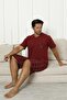 Men's 100% Organic Natural Cotton Plaid Pocket Detailed High Quality Short Sleeve Capri Pajama Set - 3