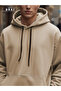 Oversized Beige Hooded Sweatshirt Black Pants Jogger - Comfortable and Stylish Hoodie - 3