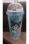 Gift Lighted Cup Water Bottle with Straw Double Layer Blue Color
