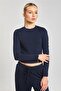 Women's Long Sleeve Modal Two-Piece Set - Navy Blue - 3