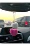 Fuchsia White Hearts Rearview Mirror Ornament Plush Hearts Rearview Mirror Ornament Rearview Mirror Ornament Heart
