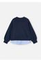 Girl's Shirt Detailed Sweatshirt Navy Blue 4435 - 3