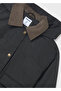 Black Girl's Collared Hooded Coat 7433 - 6
