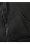 Women's Black Hooded Zippered Aloha Printed Oversize Ribbed Cardigan - 3