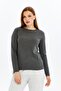 Women's Crew Neck Long Sleeve Regular Fit Basic T-Shirt Anthracite