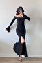Women's Black Slit Long Dress 1041-2465