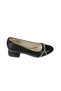 Yazkiş Women's Black Leather Silver Shiny Twisted Stone Round Toe 3cm Square Heel Shoes - 2