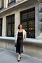 Women's Black Seasonal Winter Midi Length Premium Satin Skirt - 3