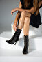 Monaco Black Patent Leather 7 cm Heel Zipper Detail Boots Bottie - 3