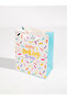 Happy Birthday, White, Confetti, Medium Gift Bag