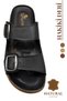 Genuine Leather Men's Slippers with Double Velcro Straps, Orthopedic Comfortable Sole, Daily Slippers Tm Black - 7