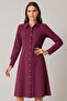 Women's Plum Long Sleeve Midi Shirt Dress - 7