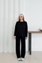 Women's Black Modal Fabric Long Sleeve Basic Tracksuit Set