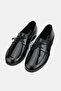Women's Black Patent Leather Genuine Natural Leather Size 36-41 Lace-Up Flat Shoes - 2