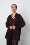 Women's Burgundy Color Patterned Gold Button Detailed Oversize Cut Shirt - 3