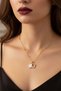 Gold Color White Enamel Clover Model Ball Chain Steel Necklace - 3708