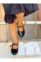 Moza Black Patent Leather Banded 3 cm Heeled Ballerinas - 4