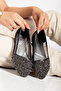 Women's Platinum Small Stone Mesh Ballerina M006