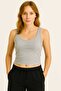 Gray Slim Fit Tight-Fitting Plain Round Neck Ribbed Camisole Crop Tank Top