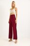 Women's Wide-Leg Pants with Side Stripes, Burgundy - 3