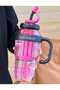 Ice Cream Designed Water Bottle with Straw 1.3 Liter Large Volume, Transparent Color Flask, Leak-Proof Lid