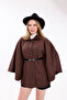 Women's Bitter Brown Belted Oversized Cashmere Poncho/ New Season - Comfortable Fit - Stylish Daily Combination