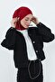 Combed Cotton Bonnet with Neck Covering Feature and Headphone Opening, B-94, Burgundy - 3
