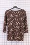 Women's Plus Size Lycra Crew Neck Patterned Three Quarter Sleeve Mother Combed Cotton T-Shirt Blouse - Brown - 2