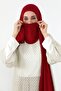 شال من القطن الممشط مع ميزة تغطية الرقبة، PS-58، لون بورجوندي - 3