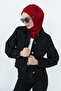 Combed Cotton Bonnet with Neck Covering Feature and Headphone Opening, B-94, Burgundy - 7