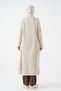 Women's Knitwear Fabric Double Pocket Detail Shawl Collar Long Cream Hijab Clothing Cardigan 5001 - 3