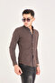 Brown Polka Dots Printed Poplin Cotton Lycra Slim Fit Men's Shirt - 2