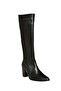 V398589603 Black Genuine Leather Thick Heeled Women's Boots - 6