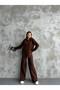 Women's Ribbed Knitwear Double Set Brown - 2